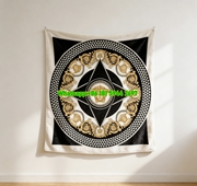 Versace Black White Gold Medusa Head Print Flannel Sofa Throw Blanket IMG_1331